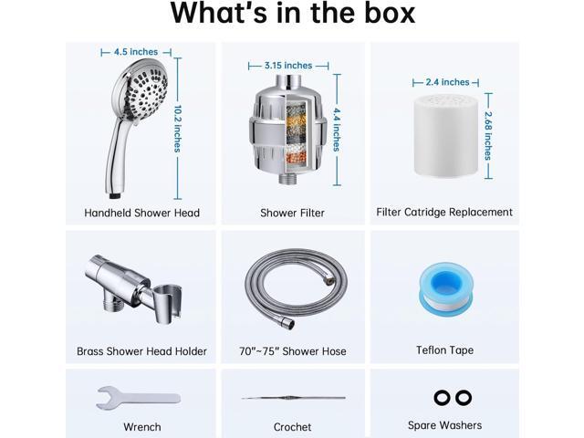 G-Promise Luxury Filtered Handheld Shower Head, 6 Spray Settings Shower Set with Effective Filter of 2 Cartridges, Adjustable Metal Bracket, Extra...