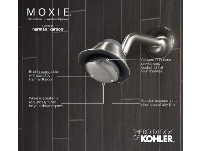 Kohler Moxie Showerhead and Waterproof Bluetooth Wireless Speaker, 1.75 gpm - Brushed Nickel