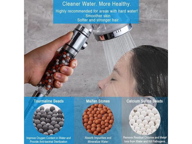 High Pressure Handheld Shower Head with Filter, Shower Head Kits with Hose and Bracket, Hard Water Softener Water Purifying Filtered Showerheads...