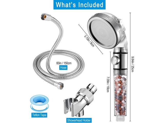 High Pressure Handheld Shower Head with Filter, Shower Head Kits with Hose and Bracket, Hard Water Softener Water Purifying Filtered Showerheads...