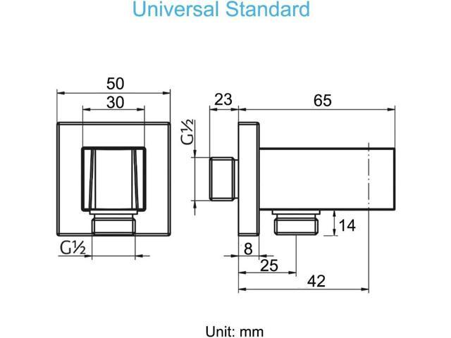 Wall Supply Elbow with Hand Shower Holder, Keymark Brass Square 1/2Shower Hose Connector, Wall Mount Drop Ell Union Water Outlet, Brushed Nickel