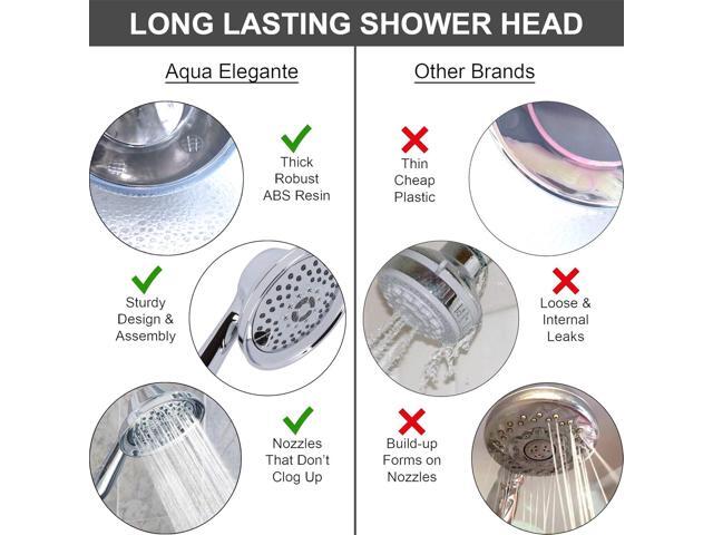 Aqua Elegante Shower Head - Massage & Mist Handheld Shower Kit, Chrome & California Certified, 3 Unique Settings, Self-Cleaning Nozzles, BPA Free,...