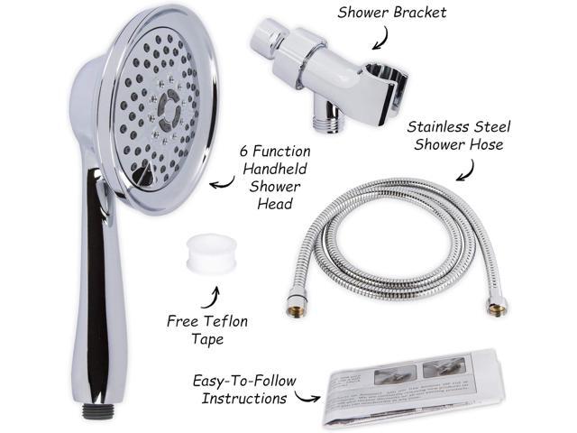 Aqua Elegante Shower Head - Massage & Mist Handheld Shower Kit, Chrome & California Certified, 3 Unique Settings, Self-Cleaning Nozzles, BPA Free,...