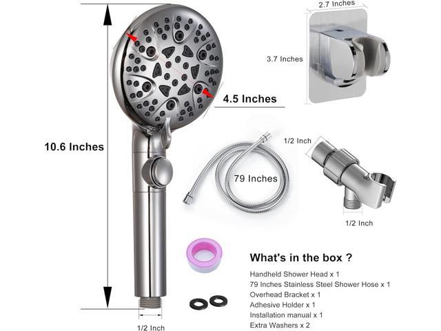 Handheld Shower Head with On Off Switch 8-Mode High Pressure Showerhead with 79 Inches Extra-long Stainless Steel Hose and Bracket PLUS Extra...