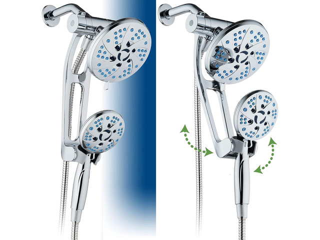 Hotel Spa AquaCare Spa Station High Pressure 48-mode Rain & Handheld 3-way Shower Head Combo with Adjustable Arm - Anti-clog Nozzles, Extra-long 6...