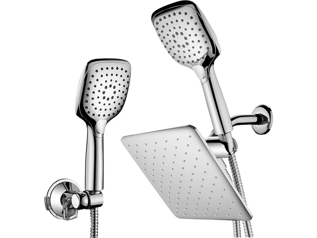 HotelSpa 10.5-in Rain Shower Head/Handheld Combo. Convenient Push-Button Flow Control Button for easy one-handed operation. Switch flow settings...