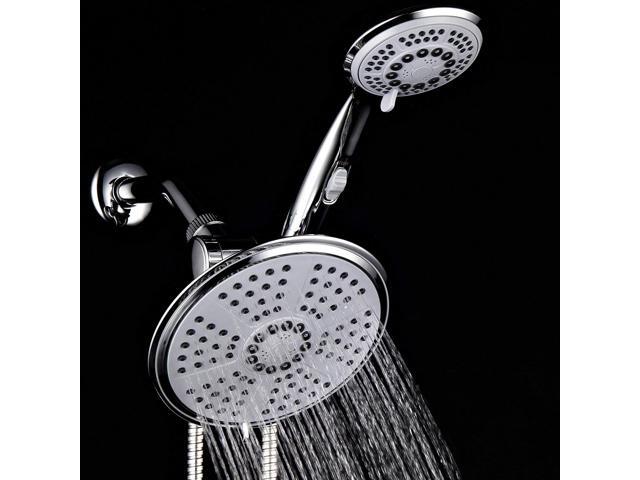 HotelSpa High-Pressure Ultra Luxury Rainfall Combo Giant 7-inch 5-mode Head, 6-mode Hand Shower with ON/OFF Pause Switch, Water Diverter,...