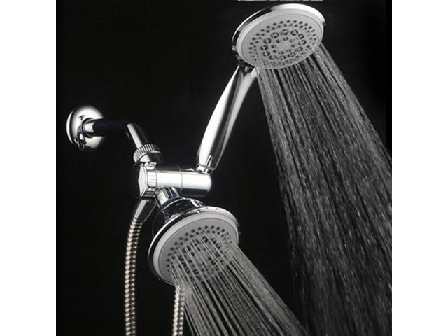 DreamSpa 36-setting 3-way Shower Head Removable Shower Wand and Fixed Shower Combination 5-foot Flexible Steel Hose, Tool-Free Installation, Gray...