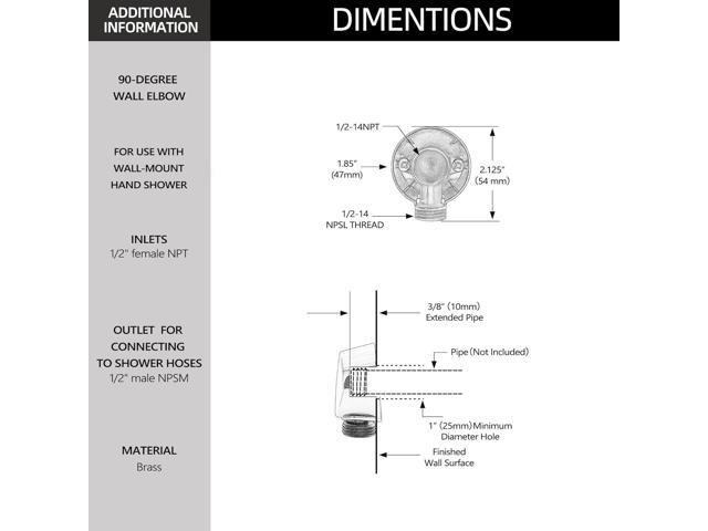 A725BN Round Drop Ell Handheld Shower Wall Connector Replacement Part for Moen Brushed Nickel