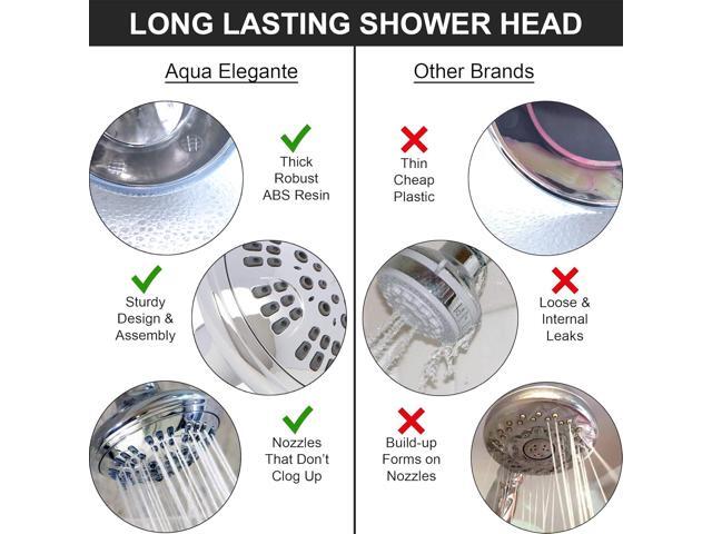 6 Function Adjustable Luxury Shower Head - High Pressure Boosting, Wall Mount, Bathroom Showerhead For Low Flow Showers, 2.5 GPM - Chrome