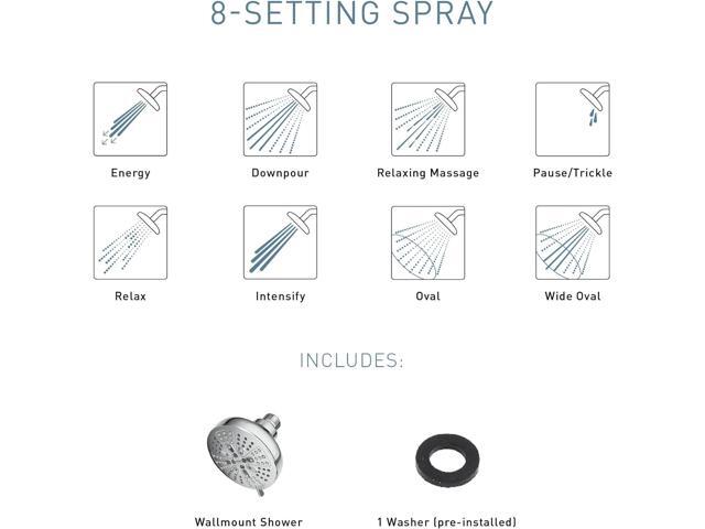 Moen Brushed Nickel Hydro Energetix Eight-Function Showerhead with Standard 5' Diameter Spray Head, 200W0SRN