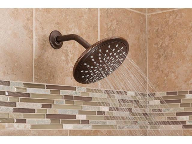Moen Oil Rubbed Bronze Bathroom Rain Showerhead, 8-inch Wide Fixed Rainfall Shower Head, 6345ORB