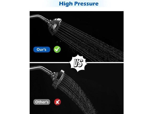 High Pressure Shower Head VMASSTONE 4.7' Rain Fixed Showerhead 7-Spray Setting with Adjustable Brass Swivel Ball Joint - Excellent Replacement for...
