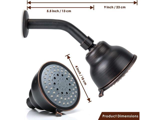 Voolan High Pressure Shower Head with Shower Arm - 5 Function Rain Shower Head - Comfortable Shower Experience Even at Low Water Flow - Oil-Rubbed...