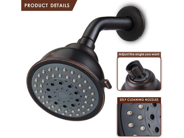 Voolan High Pressure Shower Head with Shower Arm - 5 Function Rain Shower Head - Comfortable Shower Experience Even at Low Water Flow - Oil-Rubbed...