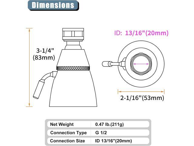 Angle Simple High Flow Shower Head, Brass Swivel Joint Adjustable Shower Sprayer, G 1/2, Chrome
