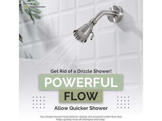 Angle Simple Shower Head, Brass High Flow Shower Sprayer Head, Adjustable Angle and Water Flow, G 1/2, Brushed Nickel