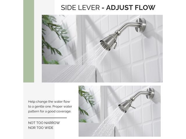 Angle Simple Shower Head, Brass High Flow Shower Sprayer Head, Adjustable Angle and Water Flow, G 1/2, Brushed Nickel