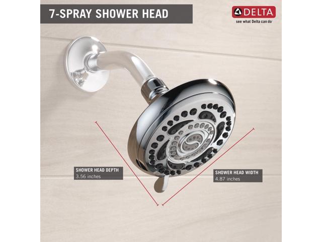 Delta 75784 Universal Shower Head, Chrome, 7 Settings, Modern Style, Round Shape