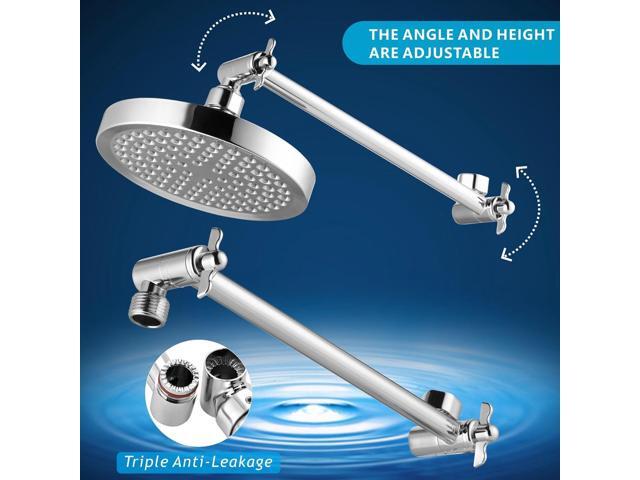 High Pressure Rain Shower Head with 11'' Extension Arm - High Flow Rainfall Showerhead - Luxury Modern Look - Pressure Boosting (Chrome)