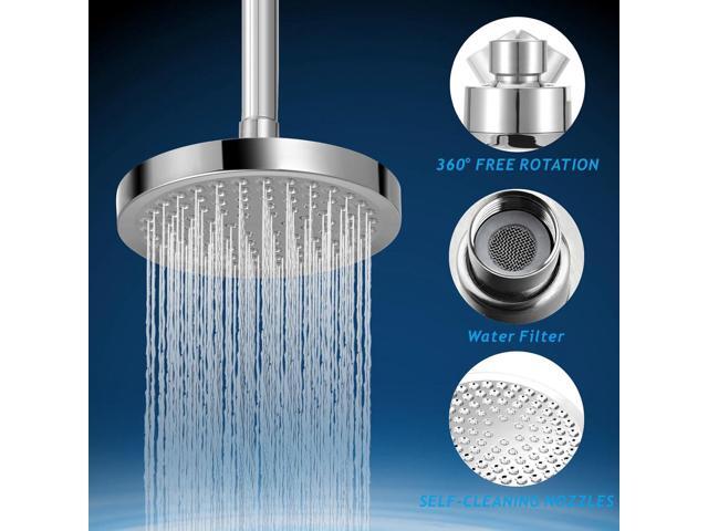 High Pressure Rain Shower Head with 11'' Extension Arm - High Flow Rainfall Showerhead - Luxury Modern Look - Pressure Boosting (Chrome)