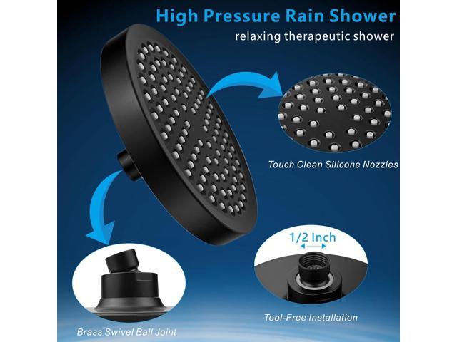 High Pressure Rain Shower Head with Arm - High Flow Rainfall Showerhead - Luxury Modern Look - Pressure Boosting (6' Shower Head with 6' Arm, Matte...