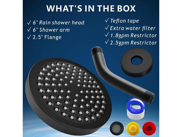 High Pressure Rain Shower Head with Arm - High Flow Rainfall Showerhead - Luxury Modern Look - Pressure Boosting (6' Shower Head with 6' Arm, Matte...