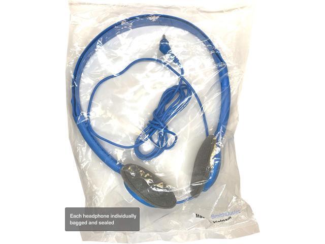 SmithOutlet 50 Pack Classroom Headphones in Bulk Model SG-ID19-50 Wired 3.5 MM Jack Connectivity Color Blue Ideal for Schools, Classrooms,...