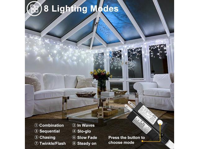 White Christmas Lights Outdoor, 66ft 640 LED Icicle Lights for Outside House with Connectable Clear Wire 8 Modes Timer, Plug in Waterproof for Home...