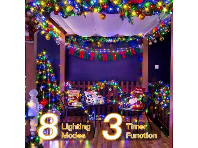 Ollny Christmas Lights 600LED 197FT, IP67 Waterproof Christmas Tree Lights with Remote 8 Modes Timer Dimmable, Plug in Xmas Lights for Outdoor...