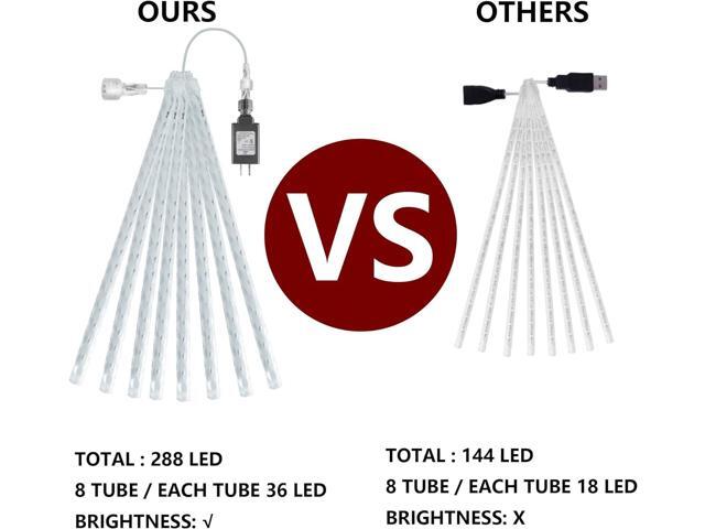 Dazzle Bright 864 LED Christmas Light, Meteor Shower Rain Lights 11.8 Inch 24 Tubes, Waterproof Plug in Falling Rain Lights Decorations for Xmas...