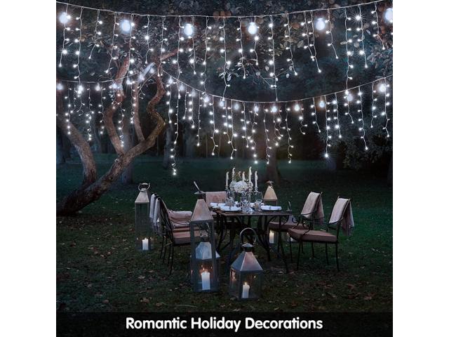 Solar Christmas Lights Outdoor Waterproof Christmas Decorations Curtain Lights 320LED 29.5ft 60 Drops, Solar Powered Rechargeable Fairy Lights for...