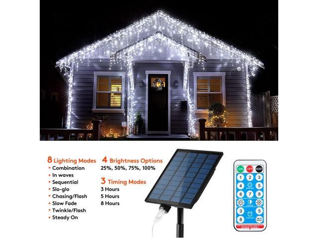 Solar Christmas Lights Outdoor Waterproof Christmas Decorations Curtain Lights 320LED 29.5ft 60 Drops, Solar Powered Rechargeable Fairy Lights for...
