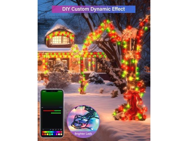 165FT 500Led Smart Outdoor Christmas Lights, Dynamic DIY Color Changing Christmas String Lights App Remote Control, Group Control Fairy Twinkle...