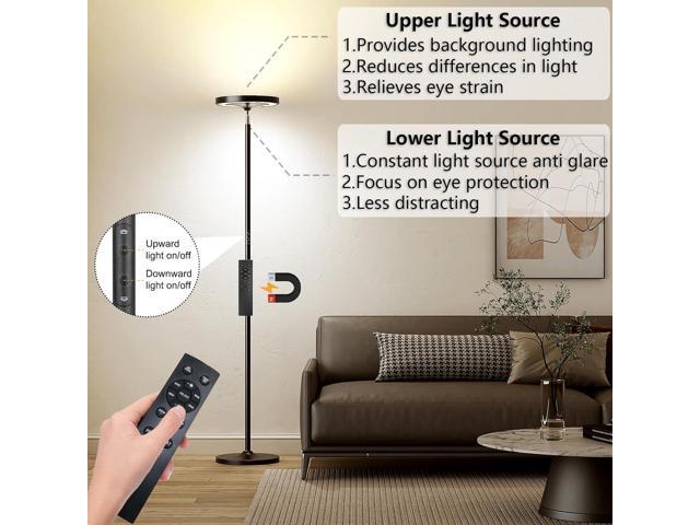 Keepsmile Double Side Lighting Led Floor Lamp with Remote Smart App 36W/2600LM Bright Tall Standing RGB Floor Lamp Angle Multicolor Dimmable Modern...