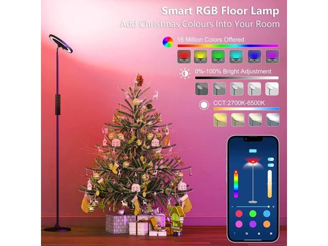 Keepsmile Double Side Lighting Led Floor Lamp with Remote Smart App 36W/2600LM Bright Tall Standing RGB Floor Lamp Angle Multicolor Dimmable Modern...