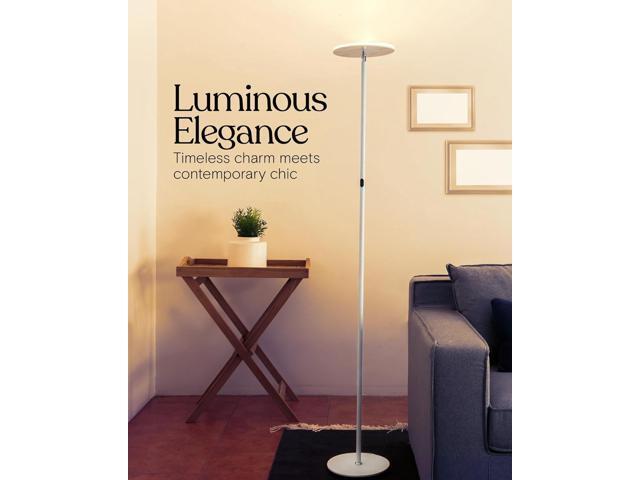 Brightech Sky LED Torchiere Super Bright Floor Lamp - Contemporary, High Lumen Light for Living Rooms and Offices - Dimmable, Indoor Pole Uplight...