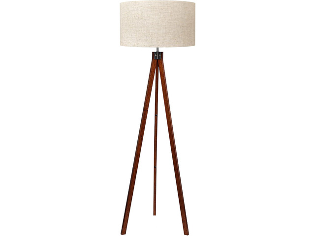 LEPOWER Wood Tripod Floor Lamp, Mid Century Standing Lamp, Modern Design Studying Light for Living Room, Bedroom, Study Room and Office, Flaxen...