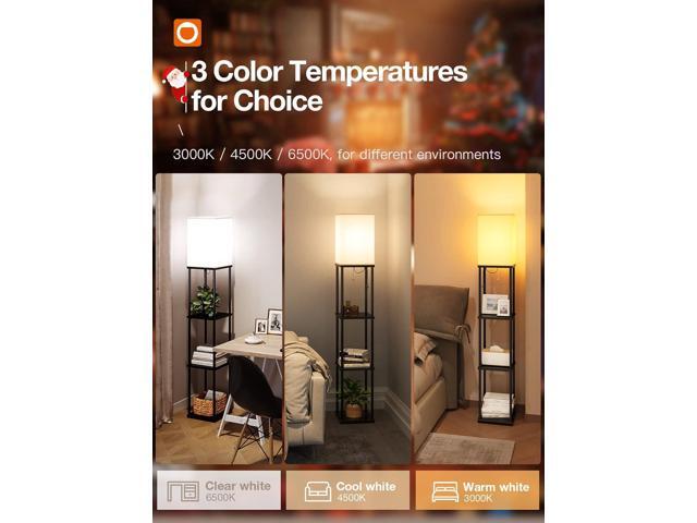 addlon Floor Lamp with Shelves, 4-Tier Modern Shelf Floor Lamp with 3CCT LED Bulb, Display Lamp for Living Room, Bedroom and Office - Black