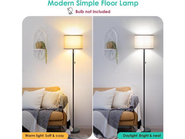 FOLKSMATE Floor Lamp for Living Room, LED Modern Simple Standing Lamps, Tall Lamp for Bedroom, Kid, Office, Reading Room Black Pole Light Without Bulb