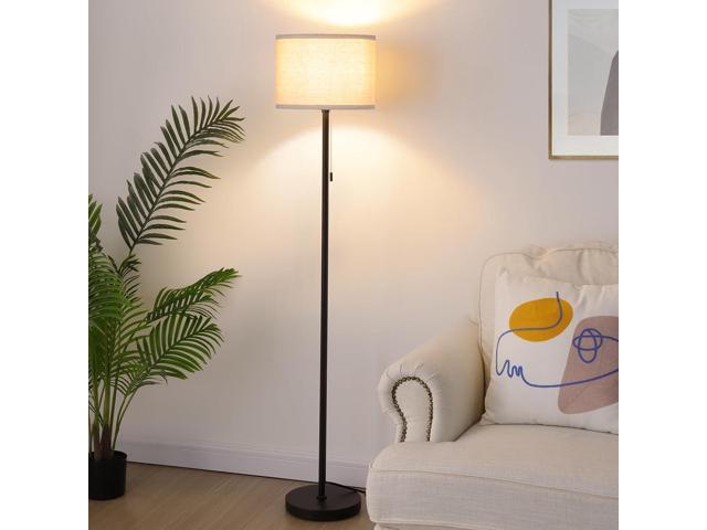 FOLKSMATE Floor Lamp for Living Room, LED Modern Simple Standing Lamps, Tall Lamp for Bedroom, Kid, Office, Reading Room Black Pole Light Without Bulb