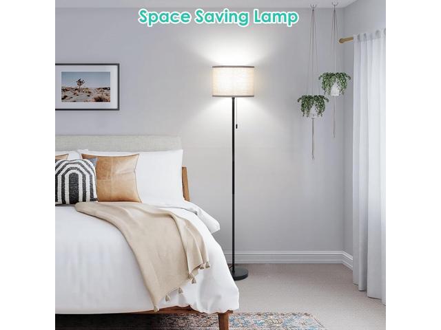 FOLKSMATE Floor Lamp for Living Room, LED Modern Simple Standing Lamps, Tall Lamp for Bedroom, Kid, Office, Reading Room Black Pole Light Without Bulb