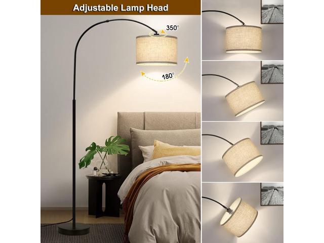 Arc Floor Lamps for Living Room, Modern Standing Lamp with Adjustable Hanging Drum Shade, Tall Pole Lamp with Foot Switch, Over Couch Arched...