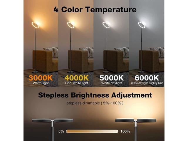 Floor Lamps for Living Room,SIBRILLE Modern Stepless Dimmable Standing Lamp 3000-6000K,22W LED Rotatable Reading Standing Light,Touch & Remote...