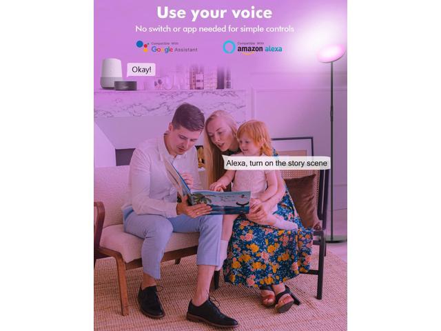 YHW Smart RGB LED Floor Lamp Works with Alexa Google Home, WiFi Remote Modern Tall Standing Light, Super Bright 2000LM Color Changing & Dimmable...