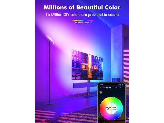 YHW Smart RGB LED Floor Lamp Works with Alexa Google Home, WiFi Remote Modern Tall Standing Light, Super Bright 2000LM Color Changing & Dimmable...