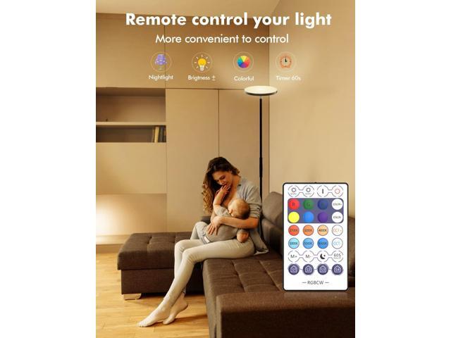 YHW Smart RGB LED Floor Lamp Works with Alexa Google Home, WiFi Remote Modern Tall Standing Light, Super Bright 2000LM Color Changing & Dimmable...