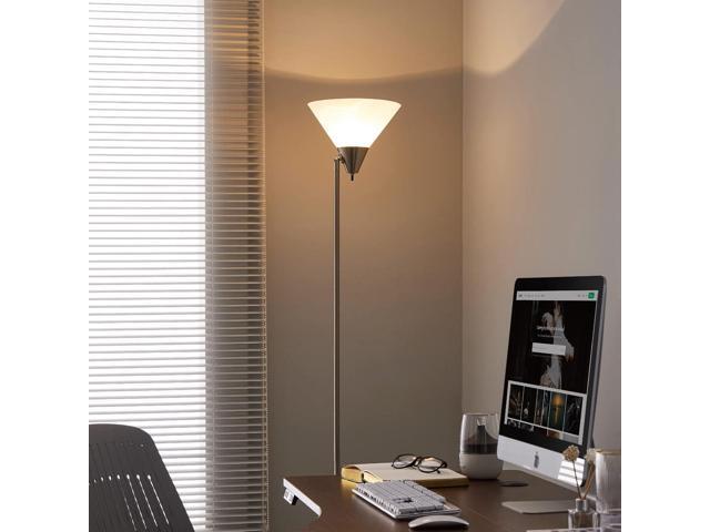 HonoDing Floor Lamp Standing Lamp Adjustable Head Arcylic Shade Floor Lamps for Living Room/Office/Bedroom (Satin Nickel)