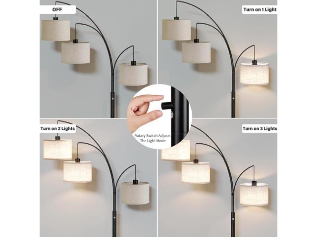 SUNMORY 3 Lights Floor Lamp for Living Room, 78' Tall Standing Lamp with Hanging Drum Shade, Modern Arc Floor Lamps with Heavy Base, Mid Century...