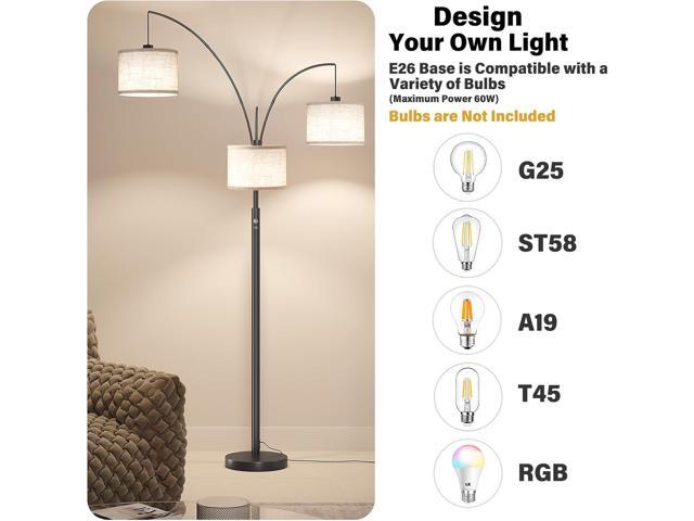 SUNMORY 3 Lights Floor Lamp for Living Room, 78' Tall Standing Lamp with Hanging Drum Shade, Modern Arc Floor Lamps with Heavy Base, Mid Century...